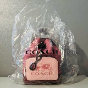 Coach Jes Drawstring Bucket Bag In Colorblock With Horse And Carriage